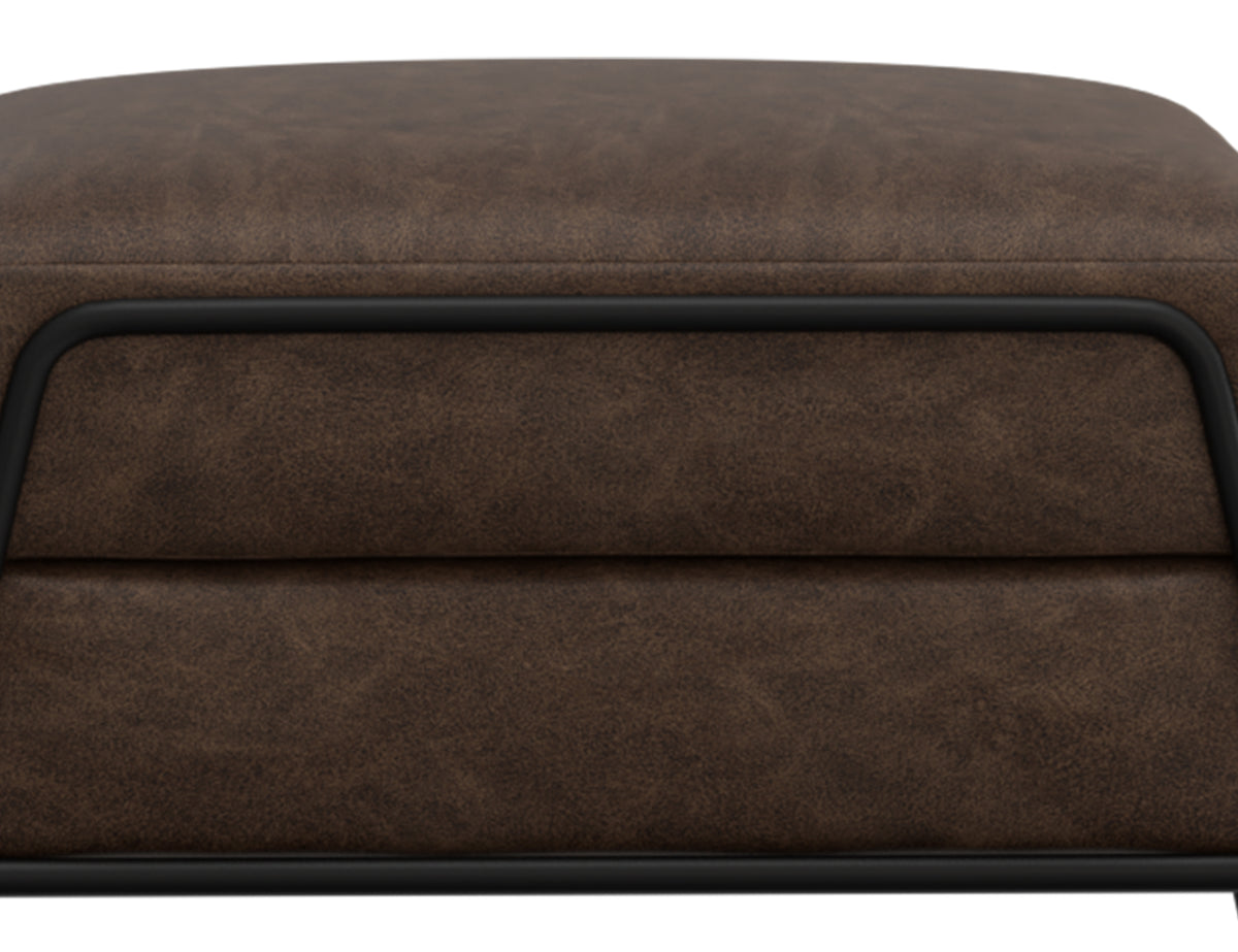 Tyne Ottoman, Brown/Black, Wooden Frame & Metal Base, Footstool