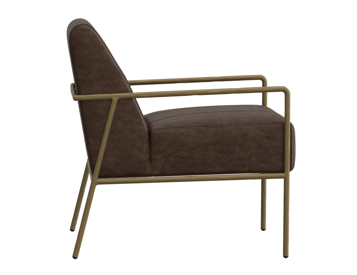 Aragon Armchair, Brown/Gold, Wooden Frame & Metal Base - IUP611-ACH-212