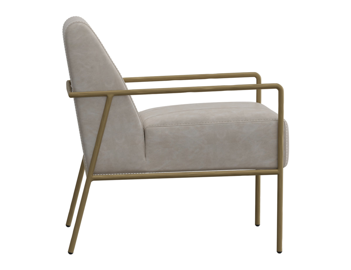Aragon Armchair, Gray/Gold, Wooden Frame & Metal Base - IUP611-ACH-210