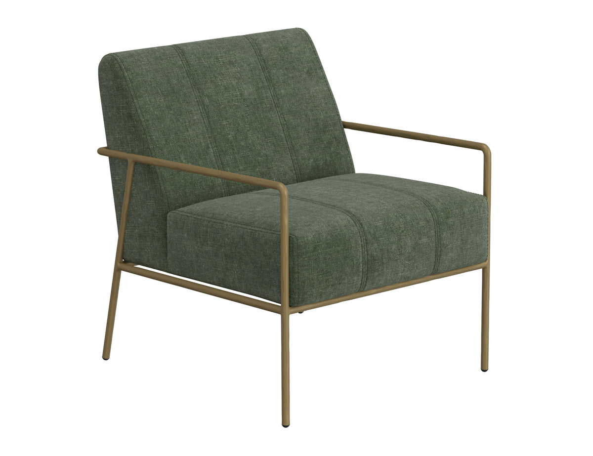 Aragon Armchair, Green/Gold, Wooden Frame & Metal Base