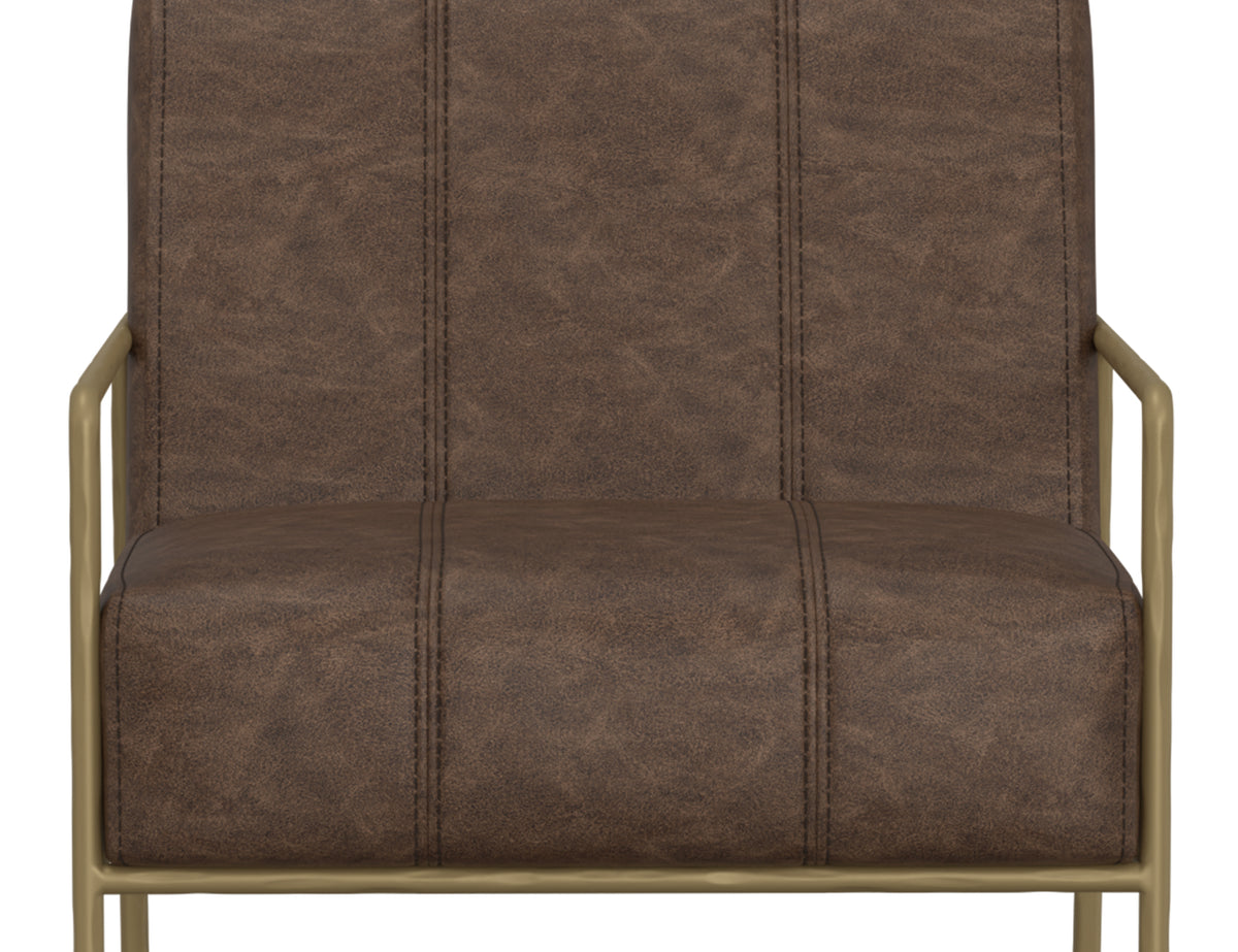 Aragon Armchair, Brown/Gold, Wooden Frame & Metal Base - IUP611-ACH-212