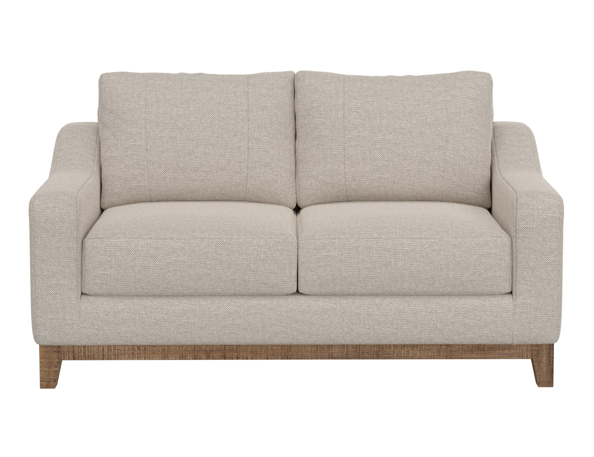 Olivo Loveseat, Beige, Wooden Frame & Base