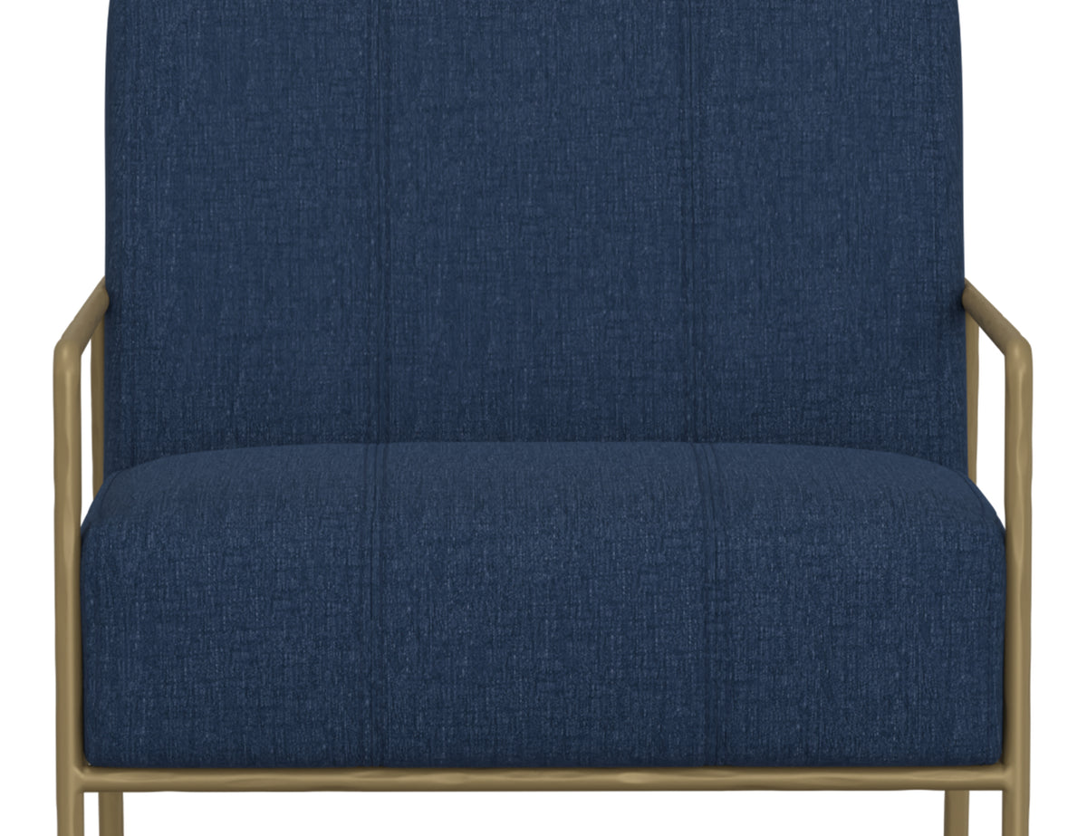 Aragon Armchair, Blue/Gold, Wooden Frame & Metal Base