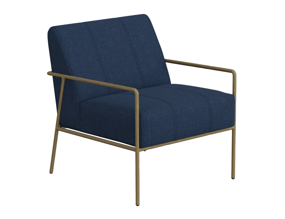 Aragon Armchair, Blue/Gold, Wooden Frame & Metal Base