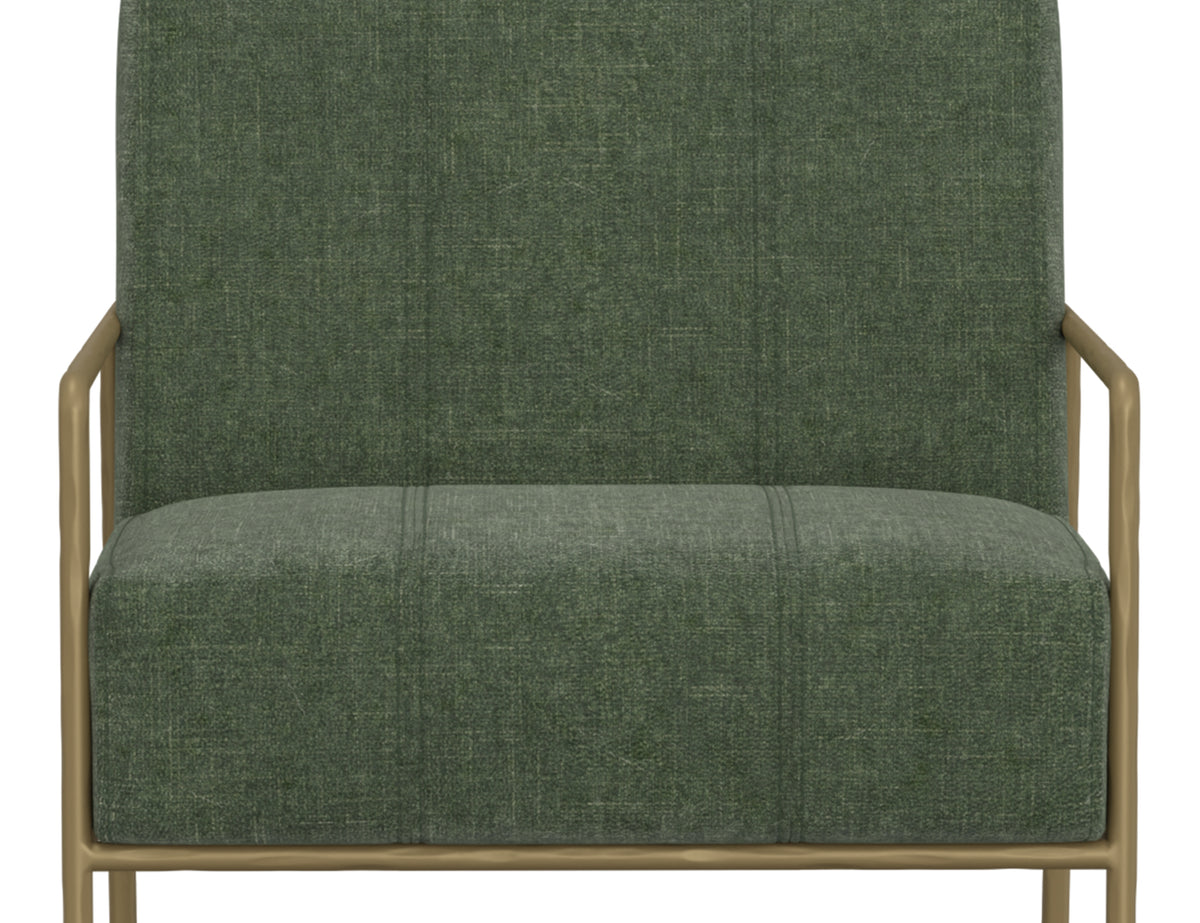 Aragon Armchair, Green/Gold, Wooden Frame & Metal Base