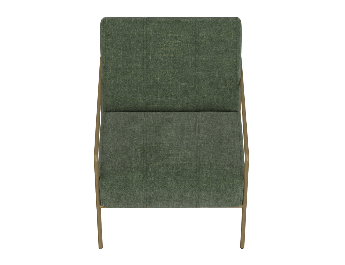 Aragon Armchair, Green/Gold, Wooden Frame & Metal Base