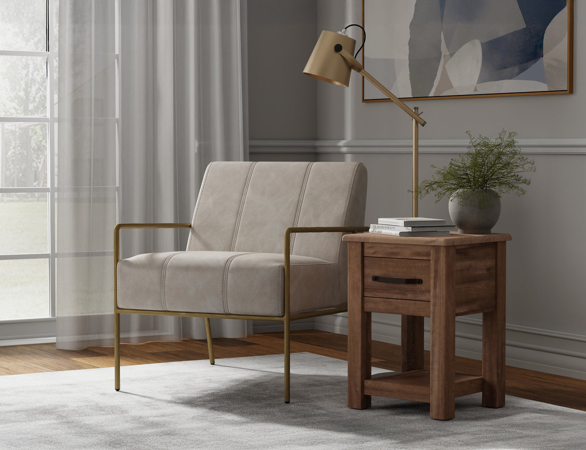Aragon Armchair, Gray/Gold, Wooden Frame & Metal Base - IUP611-ACH-210