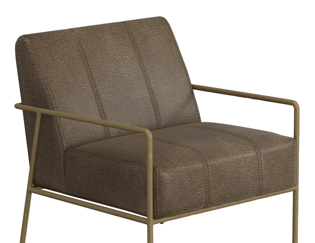 Aragon Armchair, Brown/Gold, Wooden Frame & Metal Base - IUP611-ACH-215