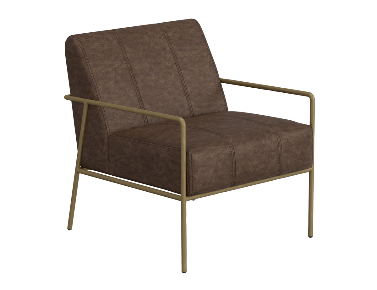 Aragon Armchair, Brown/Gold, Wooden Frame & Metal Base - IUP611-ACH-212