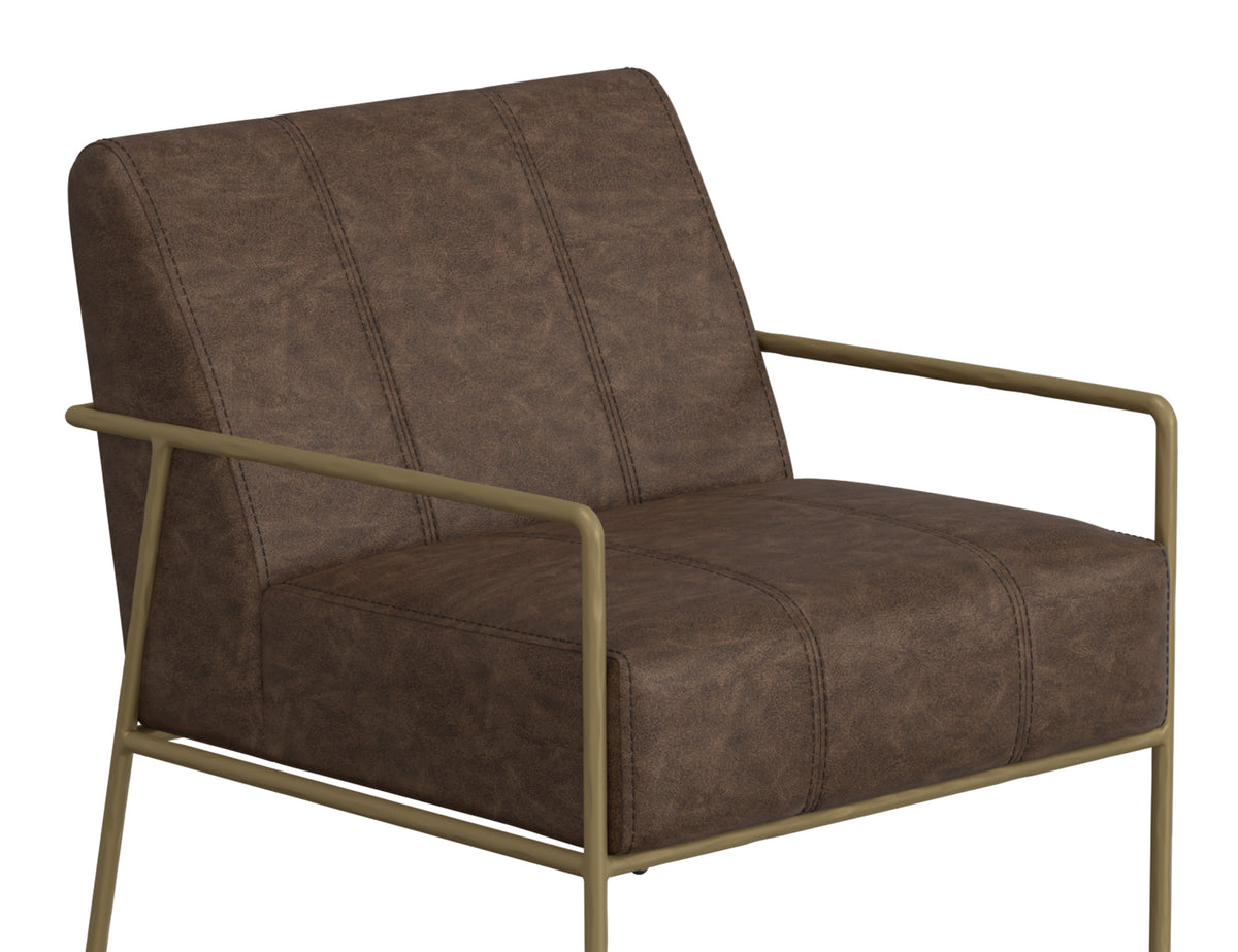 Aragon Armchair, Brown/Gold, Wooden Frame & Metal Base - IUP611-ACH-212