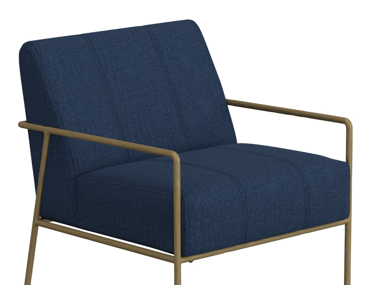 Aragon Armchair, Blue/Gold, Wooden Frame & Metal Base