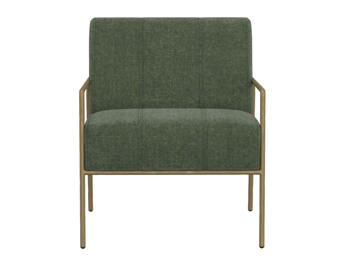 Aragon Armchair, Green/Gold, Wooden Frame & Metal Base
