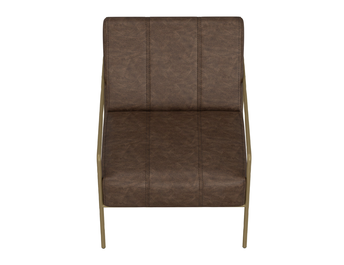 Aragon Armchair, Brown/Gold, Wooden Frame & Metal Base - IUP611-ACH-212
