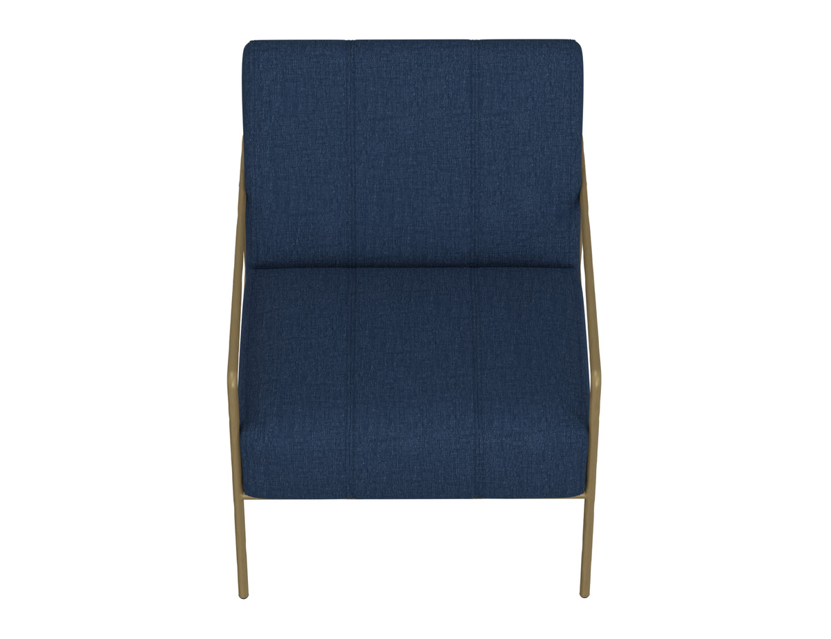 Aragon Armchair, Blue/Gold, Wooden Frame & Metal Base