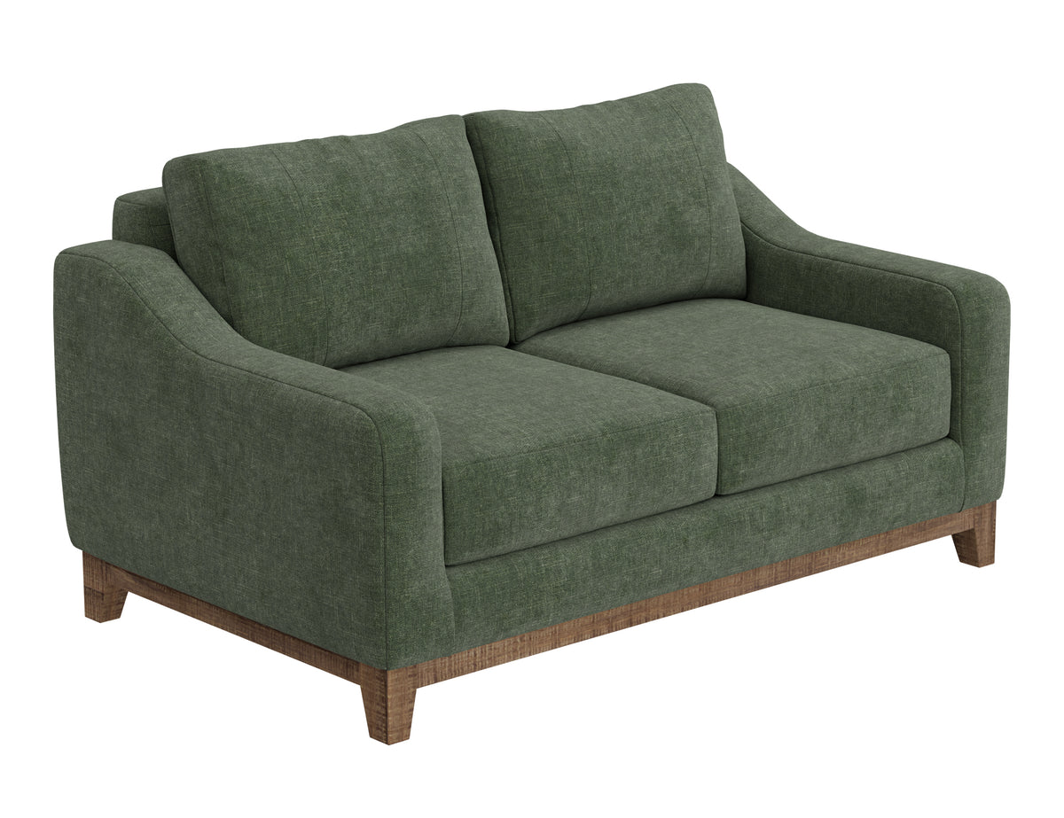 Olivo Loveseat, Green, Wooden Frame & Base