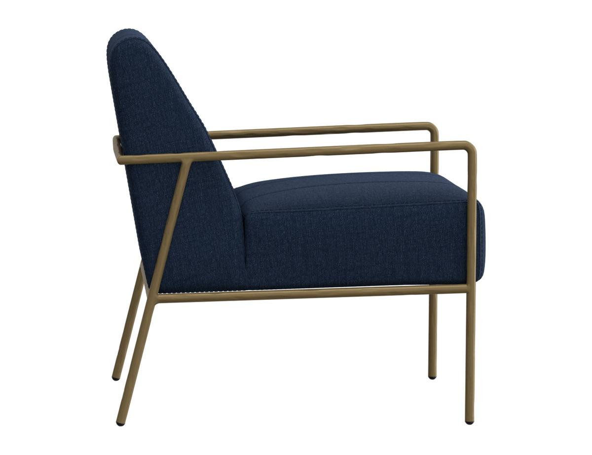 Aragon Armchair, Blue/Gold, Wooden Frame & Metal Base