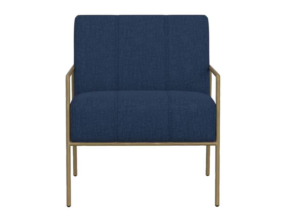 Aragon Armchair, Blue/Gold, Wooden Frame & Metal Base