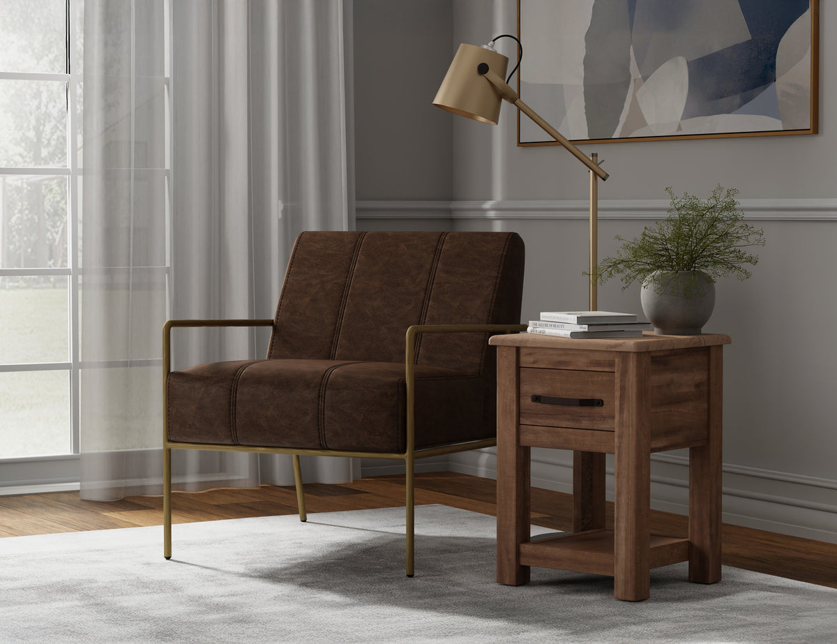 Aragon Armchair, Brown/Gold, Wooden Frame & Metal Base - IUP611-ACH-212
