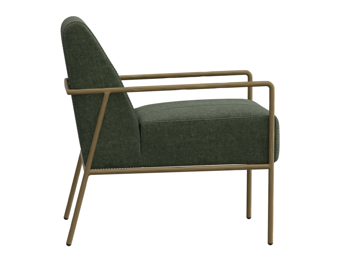 Aragon Armchair, Green/Gold, Wooden Frame & Metal Base