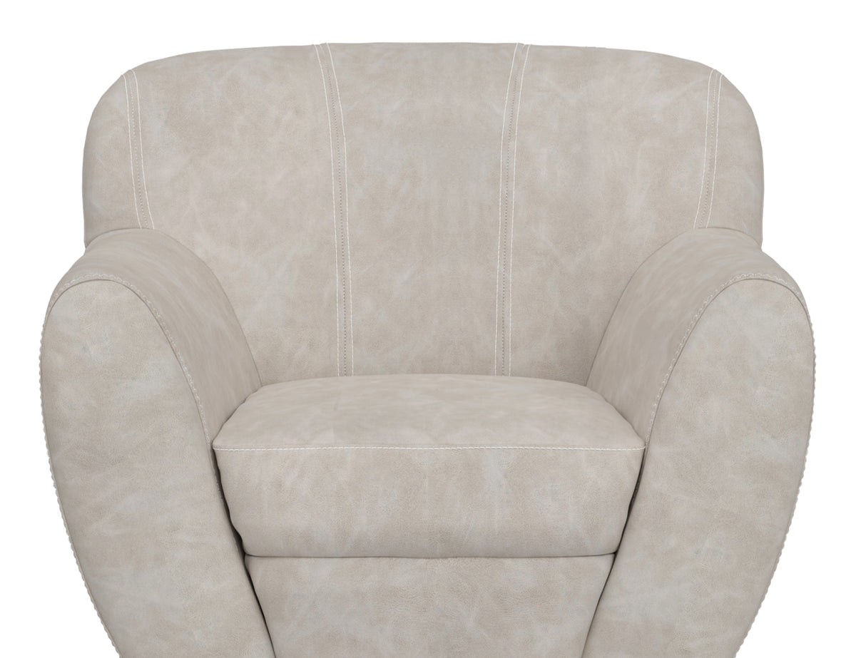 Tamesis Armchair, Gray, Wooden Frame & Metal Base, 360 Degree Swivel Accent Chair