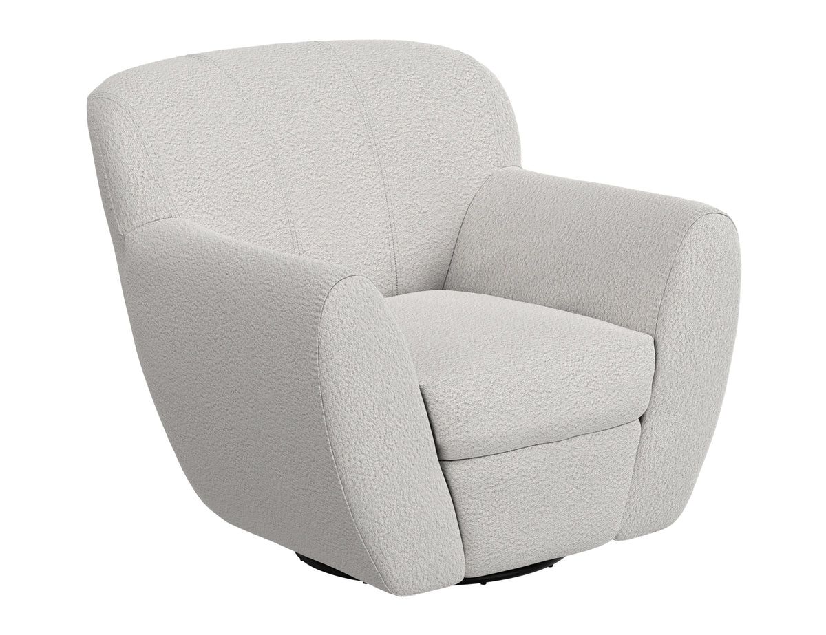 Tamesis Armchair, Beige, Wooden Frame & Metal Base, 360 Degree Swivel Accent Chair