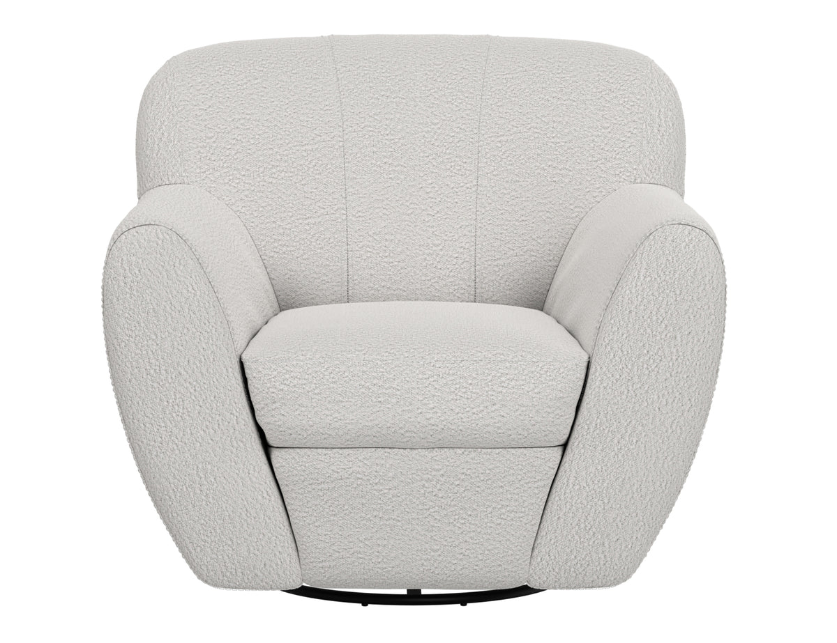 Tamesis Armchair, Beige, Wooden Frame & Metal Base, 360 Degree Swivel Accent Chair