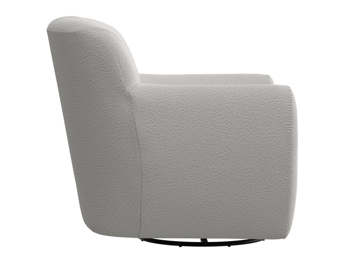 Tamesis Armchair, Beige, Wooden Frame & Metal Base, 360 Degree Swivel Accent Chair