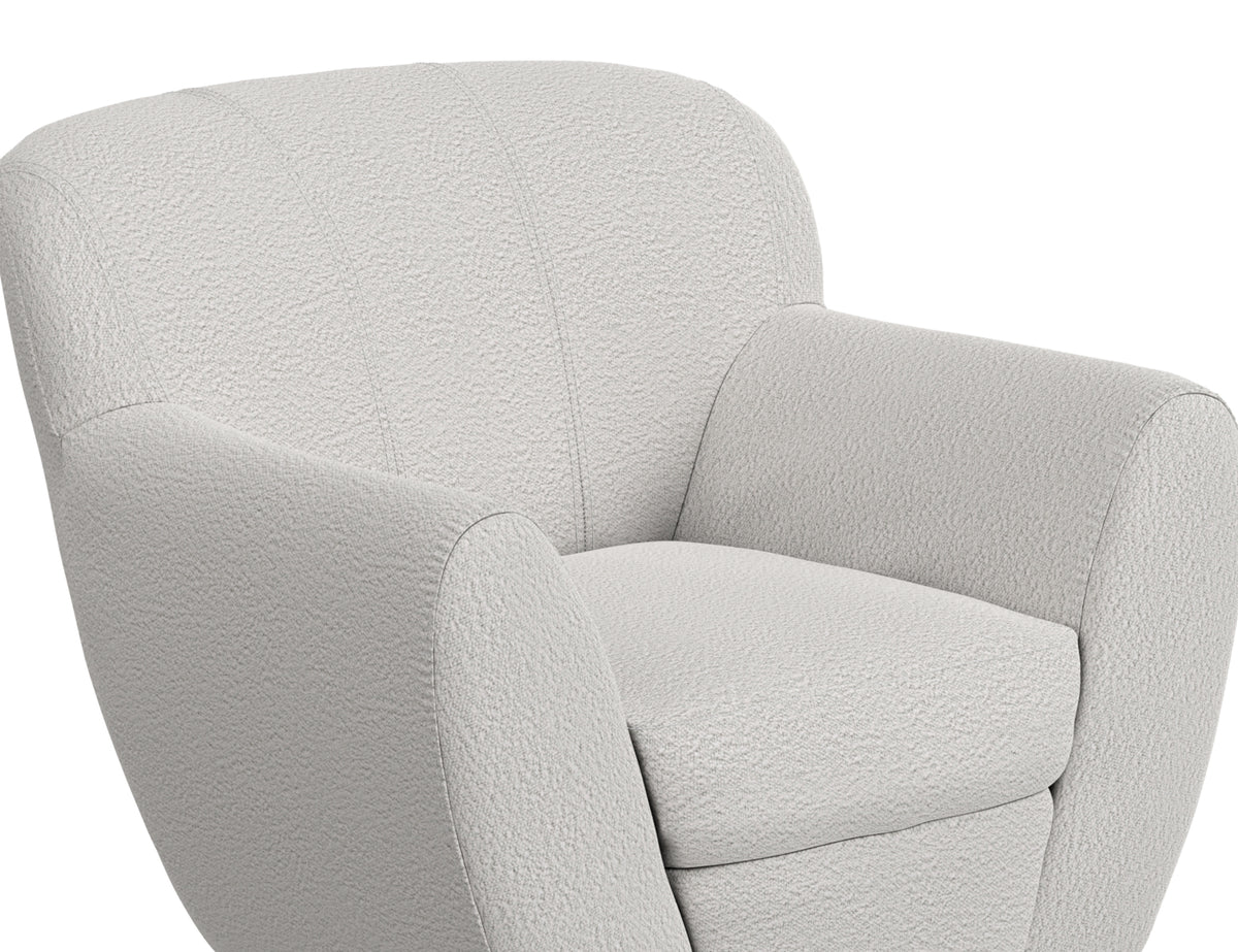 Tamesis Armchair, Beige, Wooden Frame & Metal Base, 360 Degree Swivel Accent Chair
