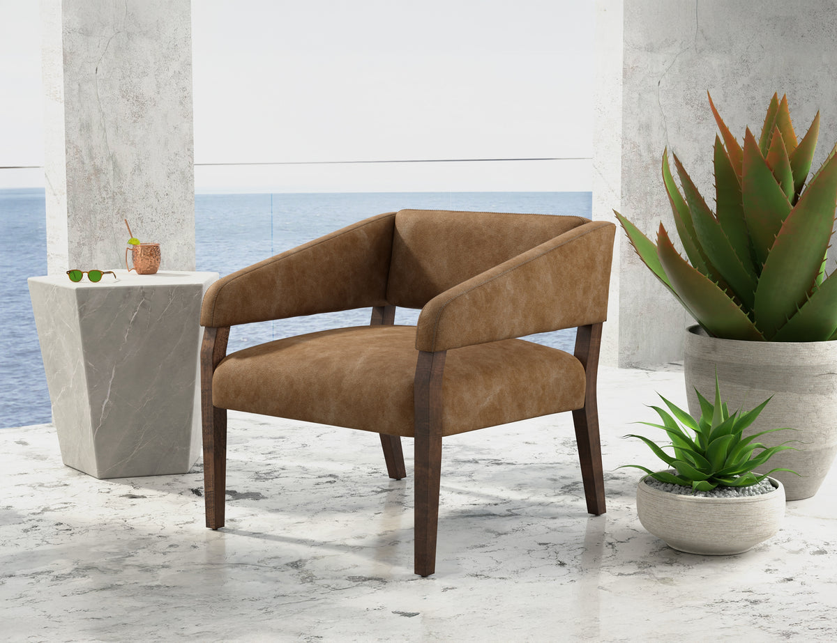 Murcia Armchair, Orange, Wooden Frame