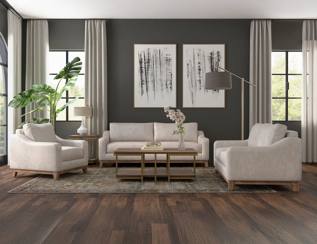 Olivo Armchair, Gray, Wooden Frame & Base