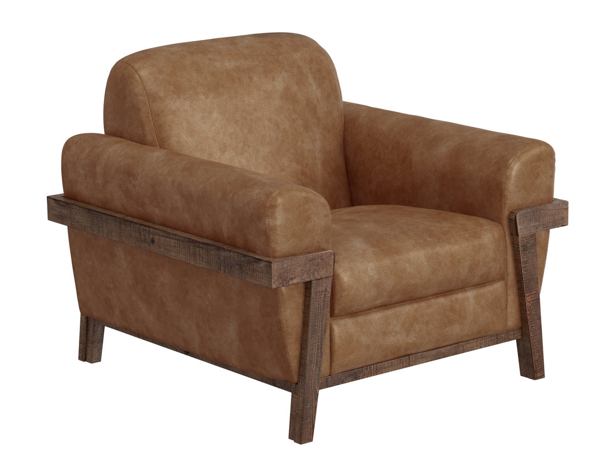 Loft Brown Armchair, Orange, Wooden Frame & Base