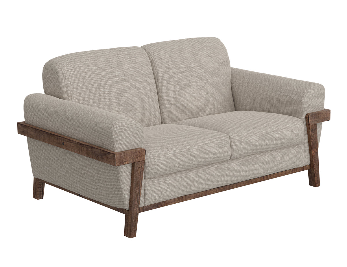 Loft Brown Loveseat, Beige, Wooden Frame & Base