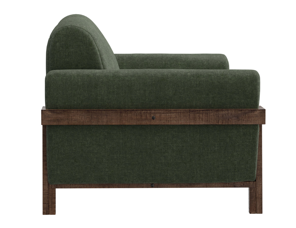 Loft Brown Sofa, Green, Wooden Frame & Base