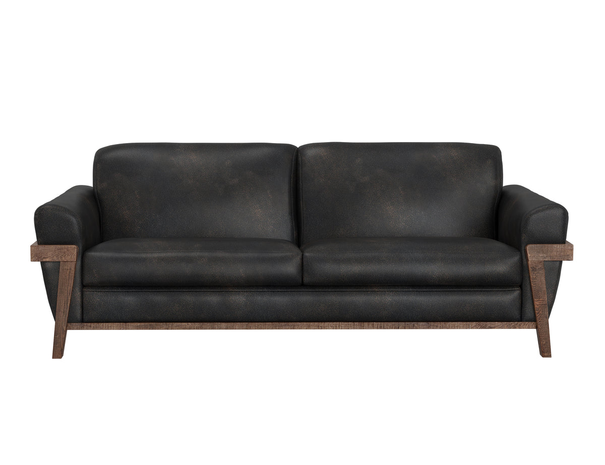 Loft Brown Sofa, Black, Wooden Frame & Base