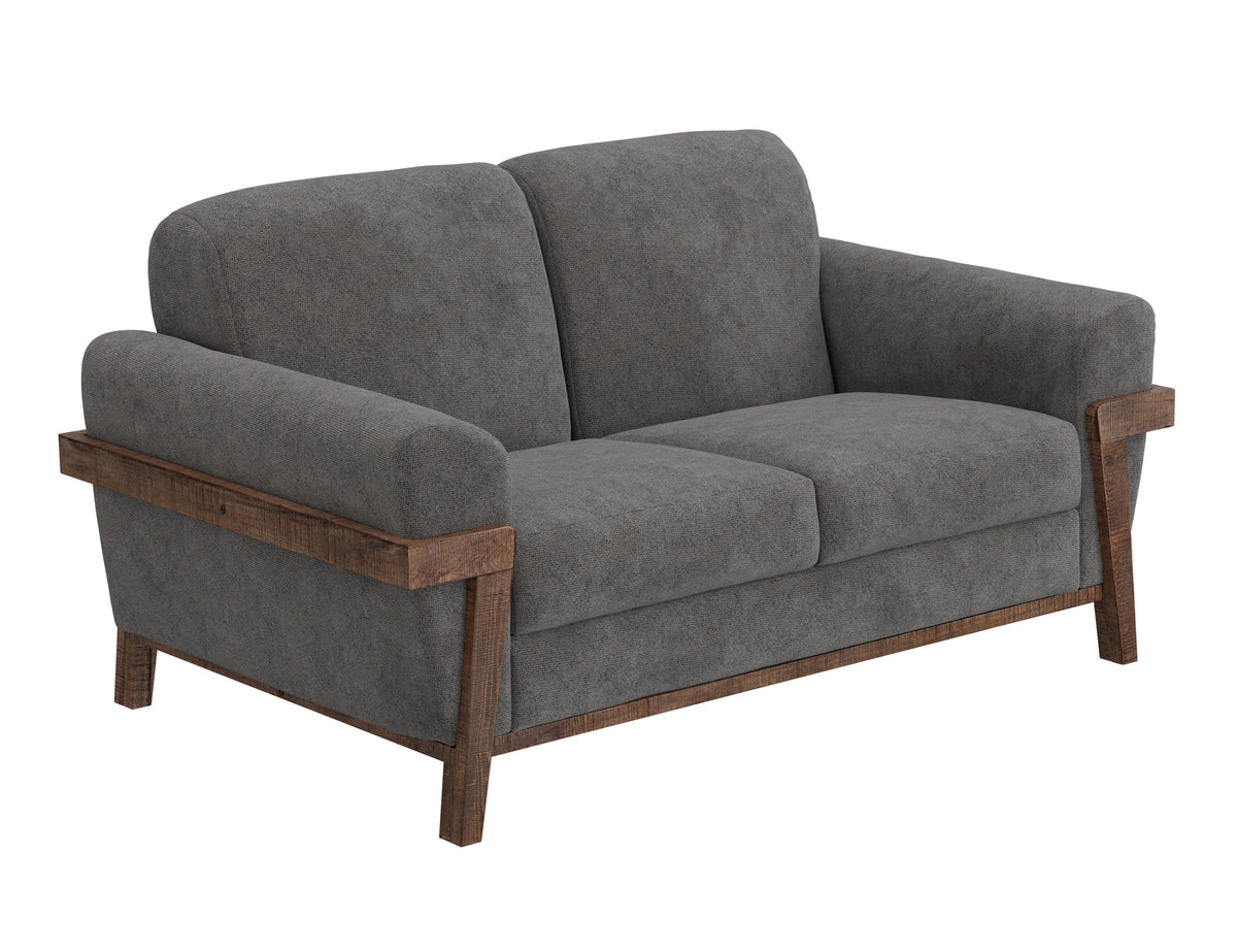 Loft Brown Loveseat, Gray, Wooden Frame & Base - IUP644-LOV-121