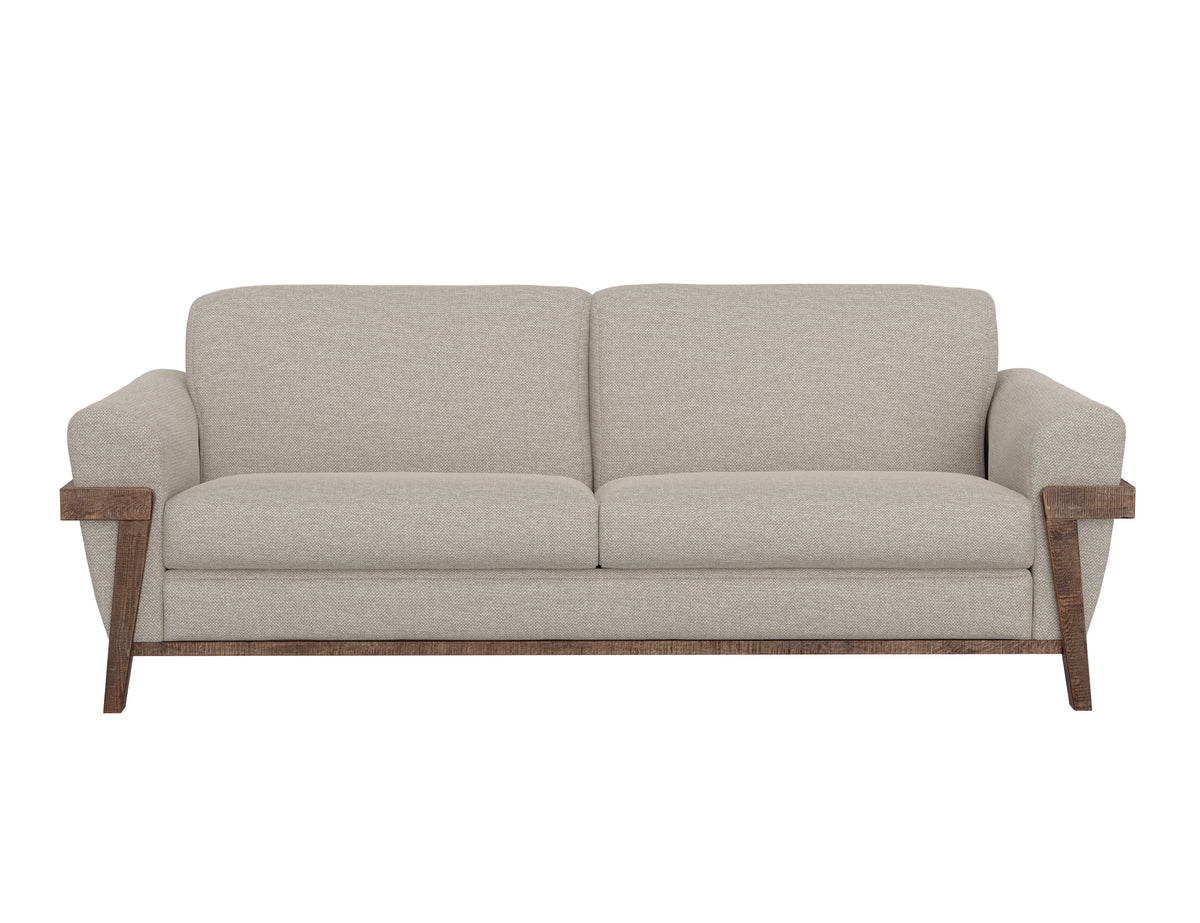 Loft Brown Sofa, Beige, Wooden Frame & Base