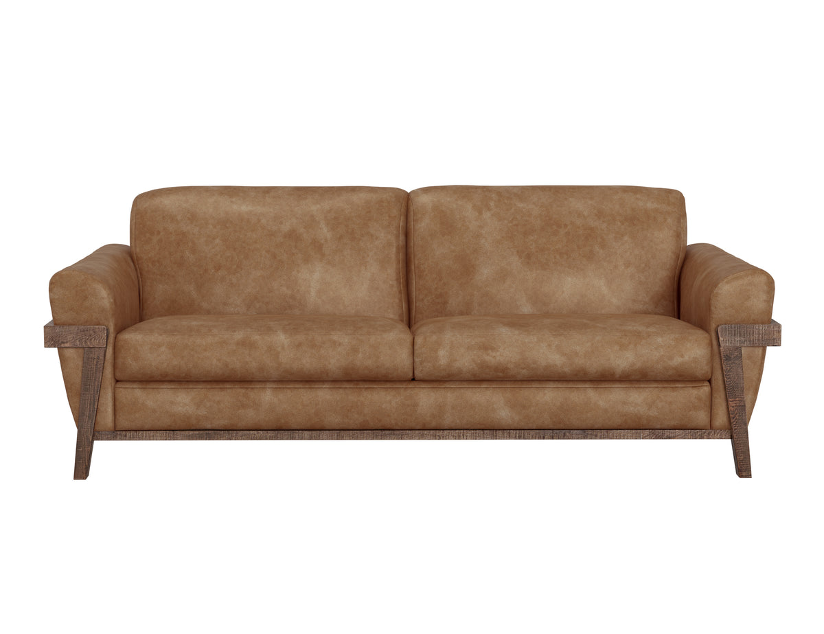 Loft Brown Sofa, Orange, Wooden Frame & Base