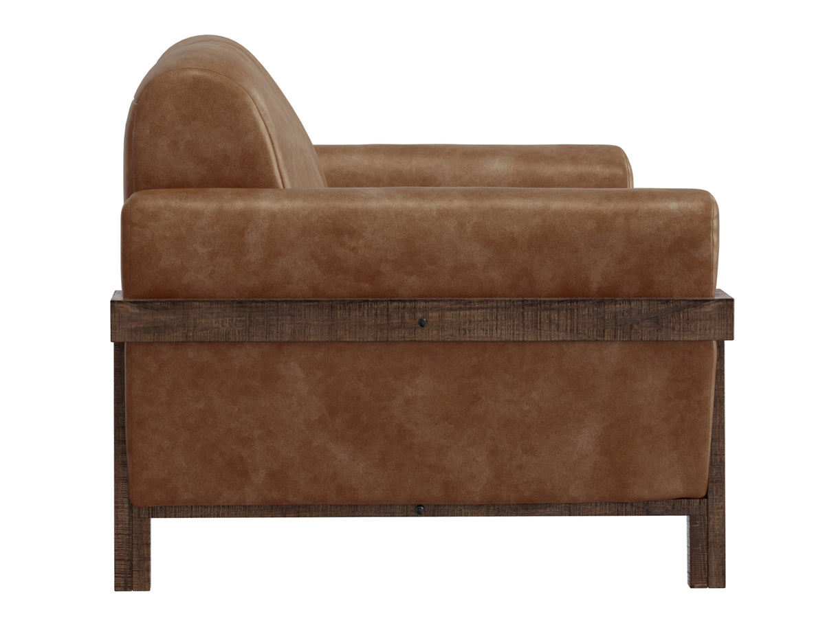 Loft Brown Loveseat, Orange, Wooden Frame & Base