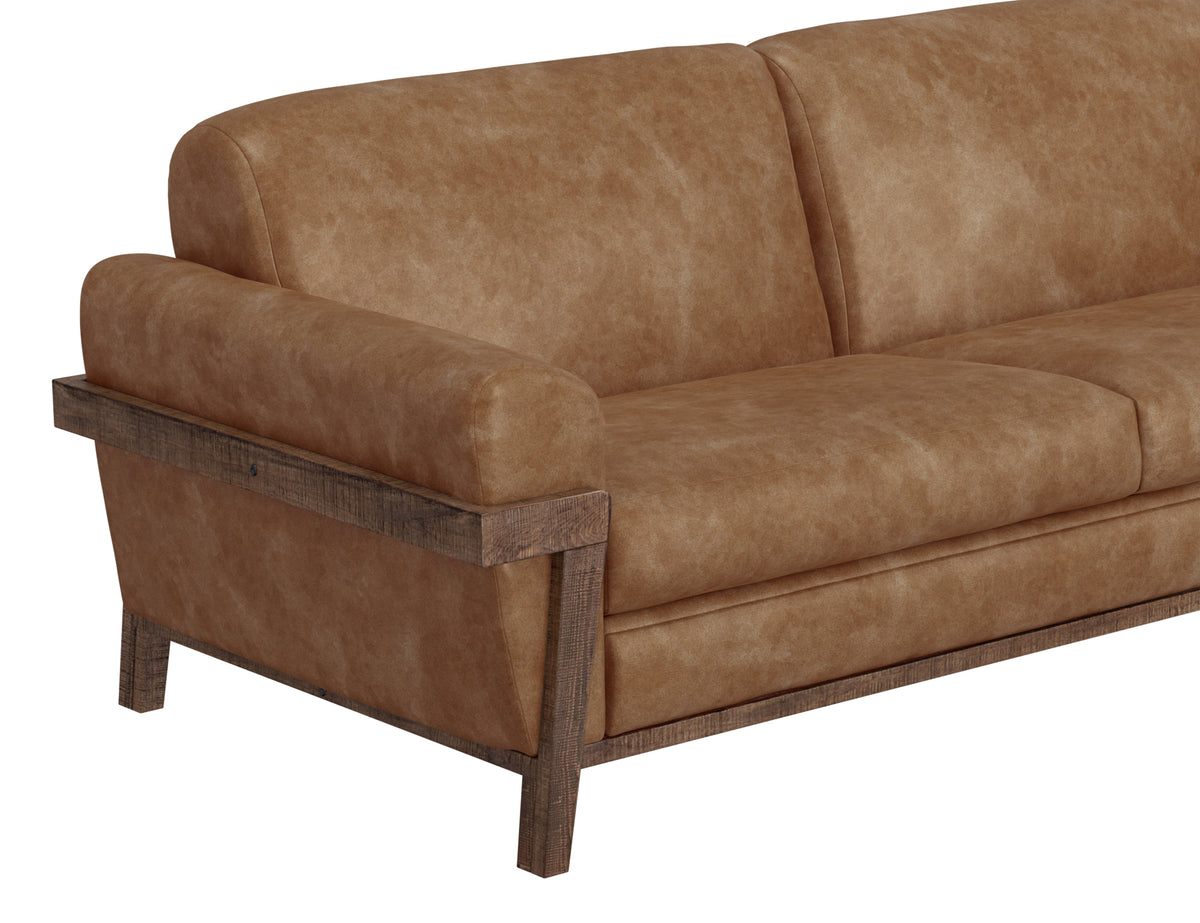Loft Brown Loveseat, Orange, Wooden Frame & Base