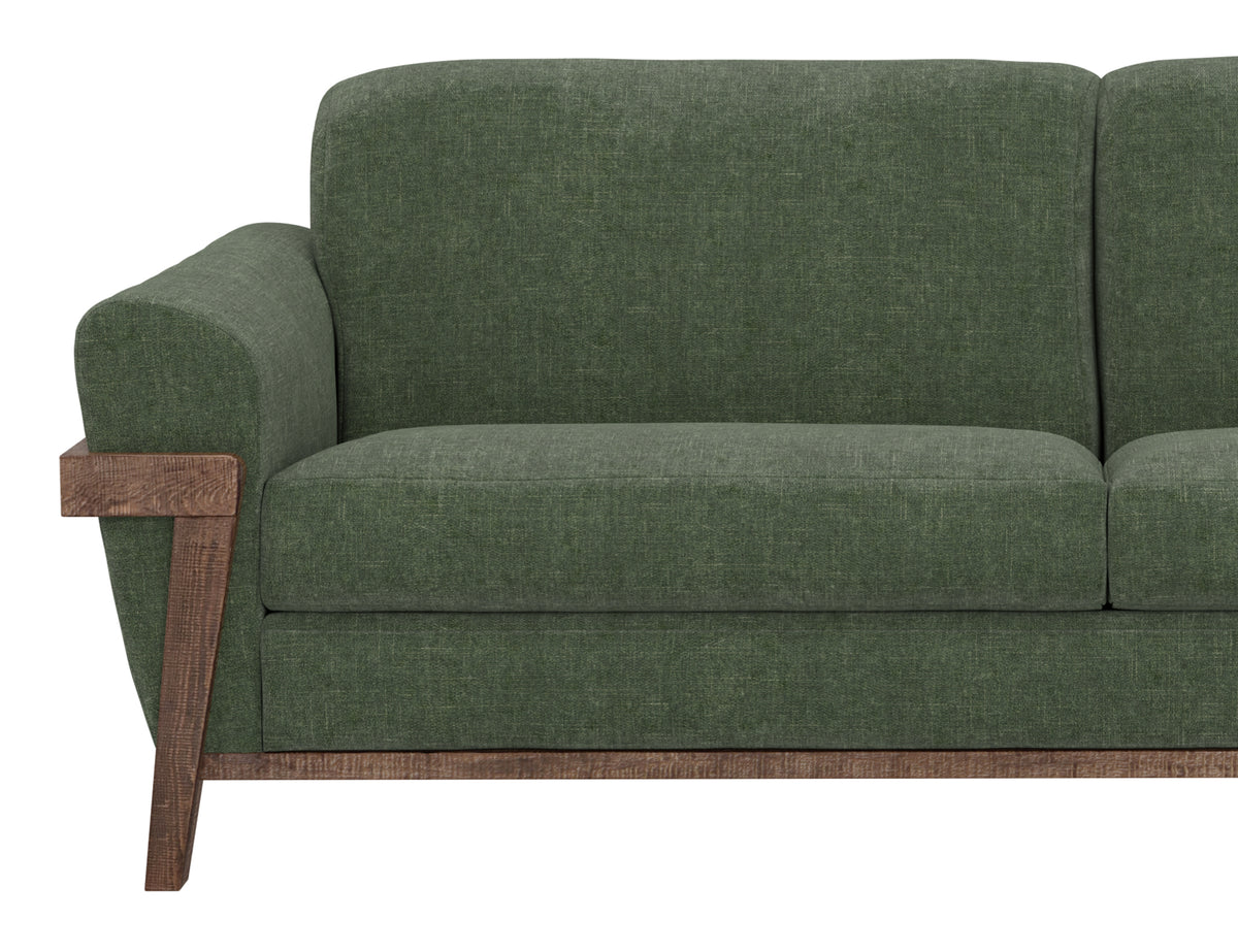 Loft Brown Sofa, Green, Wooden Frame & Base