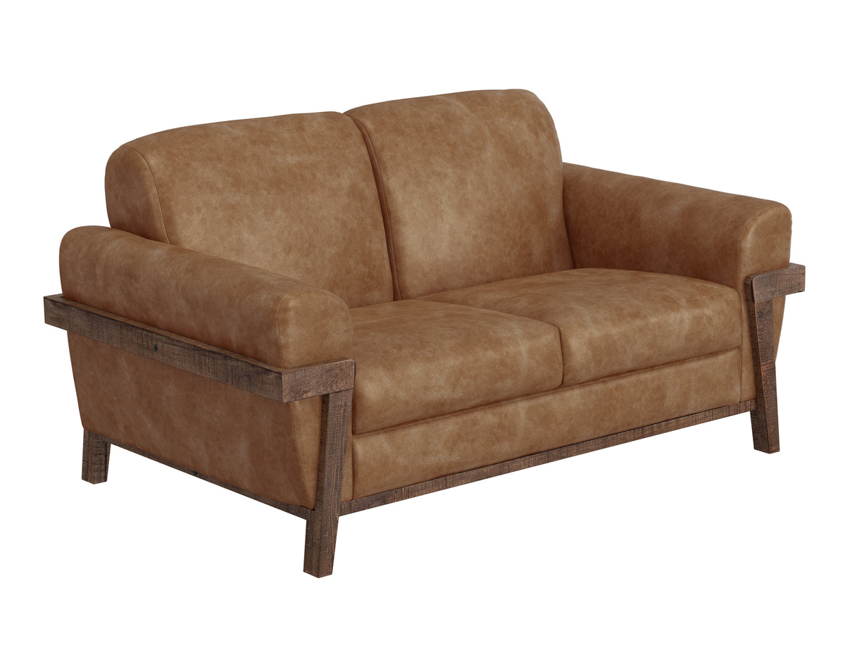 Loft Brown Loveseat, Orange, Wooden Frame & Base