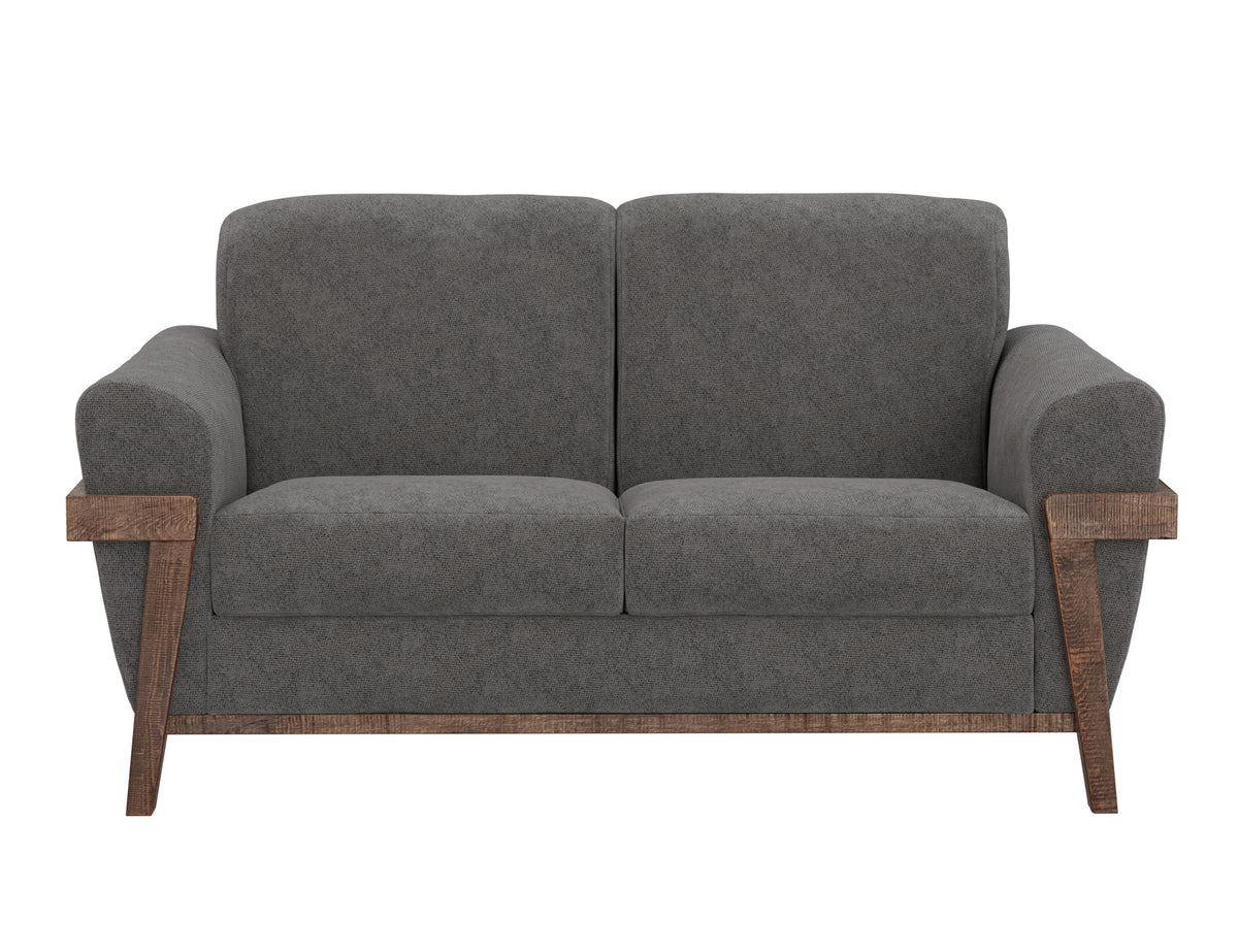Loft Brown Loveseat, Gray, Wooden Frame & Base - IUP644-LOV-121