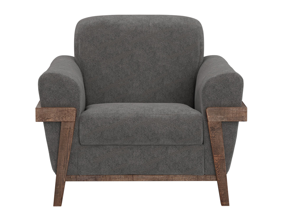 Loft Brown Armchair, Gray, Wooden Frame & Base - IUP644-ACH-121