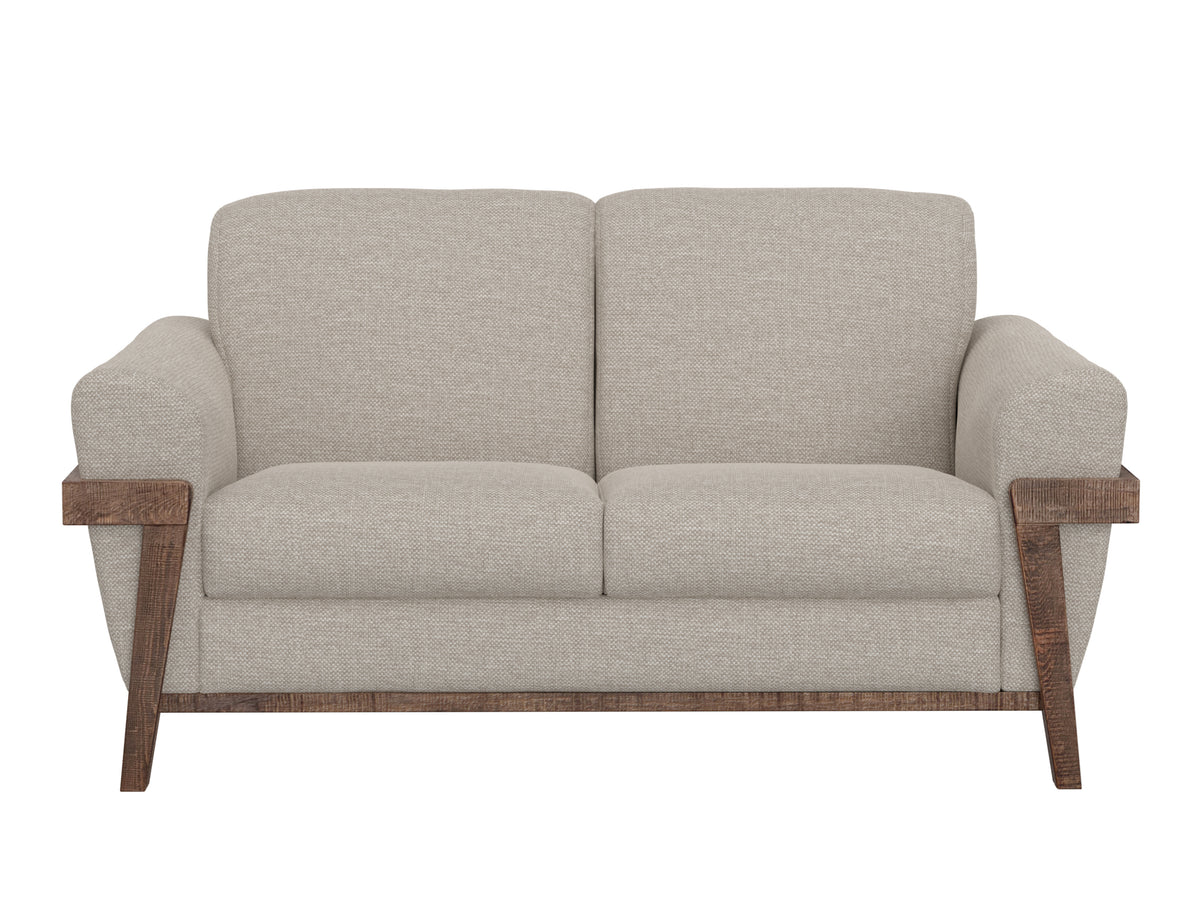 Loft Brown Loveseat, Beige, Wooden Frame & Base
