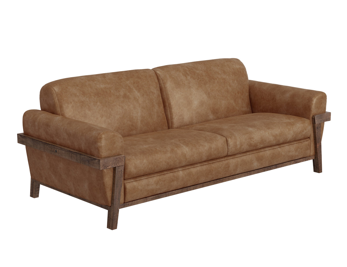 Loft Brown Sofa, Orange, Wooden Frame & Base