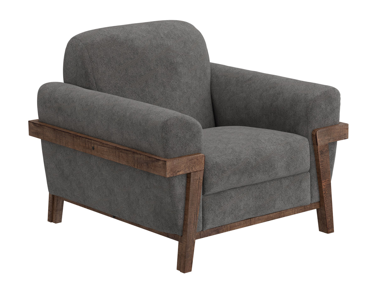 Loft Brown Armchair, Gray, Wooden Frame & Base - IUP644-ACH-121