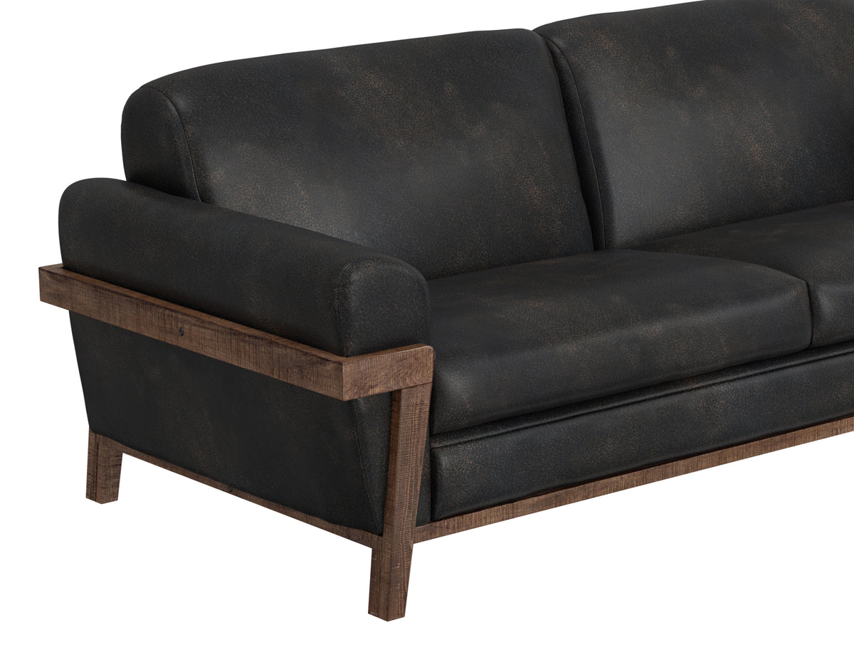 Loft Brown Sofa, Black, Wooden Frame & Base
