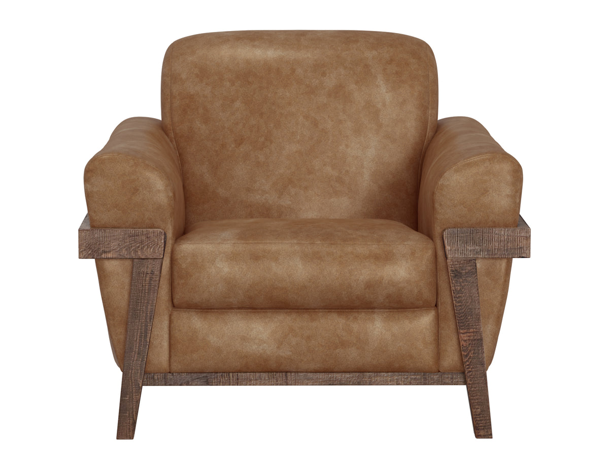 Loft Brown Armchair, Orange, Wooden Frame & Base