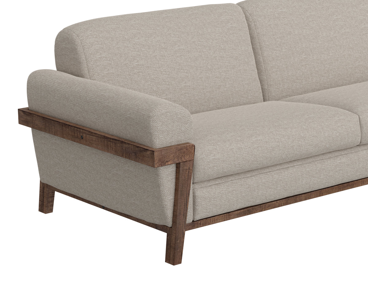 Loft Brown Loveseat, Beige, Wooden Frame & Base