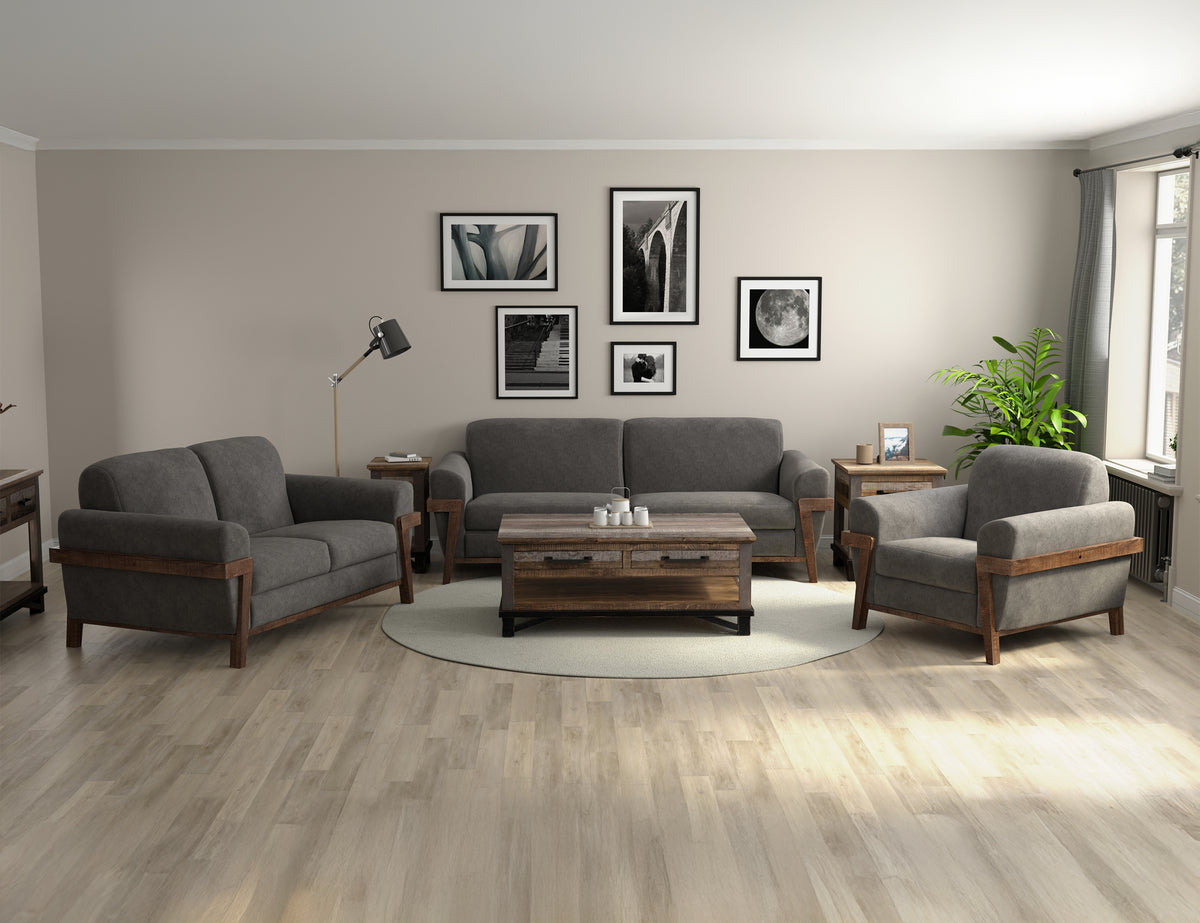 Loft Brown Sofa, Gray, Wooden Frame & Base - IUP644-SOF-121